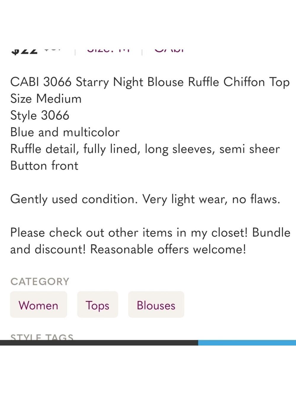 Cabi starry night ruffle chiffon blouse - Picture 8 of 10